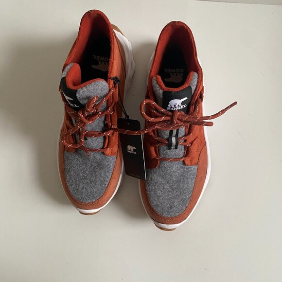 NWT Sorel Kinetic Breakthru Caribou Warp Red Chalk Women Leather Sneakers Sz 7.5 - Picture 4 of 16
